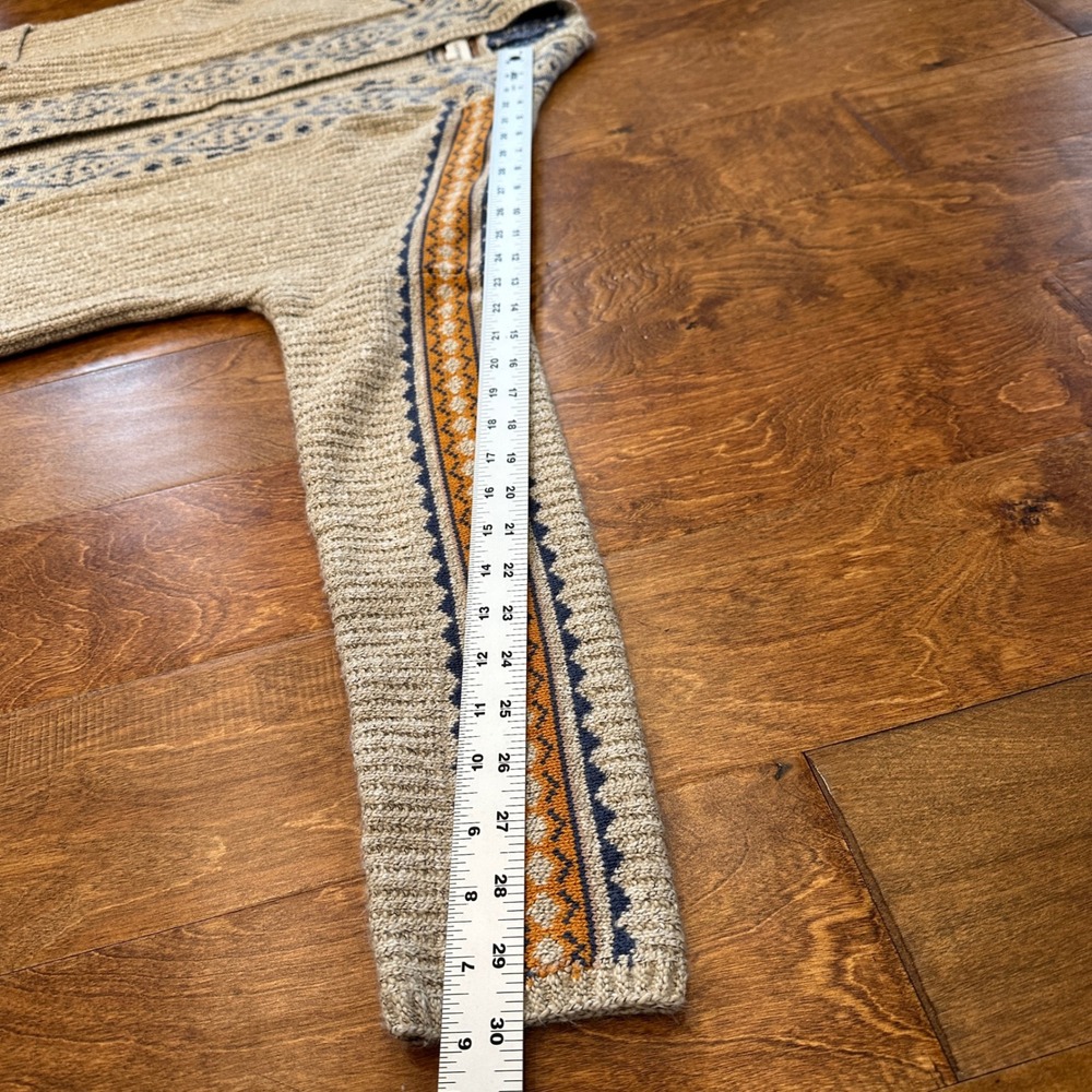 Lucky Brand Cardigan Sweater Sz Large Beige Southwestern Aztec Knit Open Front - Picture 8 of 10